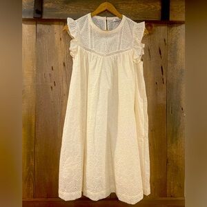 NWT Madewell Womens Eyelet Ruffle Sleeve Mini Dress White Small